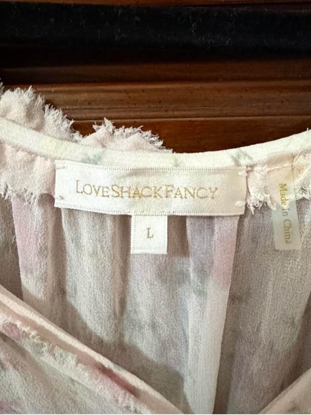 LoveShackFancy Pale Pink Sheer Floral Mini Slip Dress